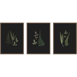 image:imageKate and Laurel Minimalist Botanical Leaf on Black 3 Piece Framed Canvas Wall Art Set by Stephanie Klatt Sylvie Beaded Dark Gold Modern Contemporary Nature Art for Wall Decor
