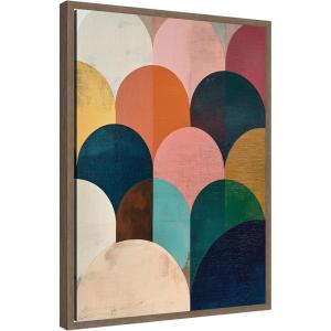 image:imageKate and Laurel Minimalist Geometric Abstract Jewel Tone Framed Canvas Wall Art by The Creative Bunch Studio 18 x 24 Sylvie Walnut Modern Abstract Art for Wall Decor Living Room BedroomBrown