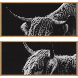 image:imageKate and Laurel Natural Scottish Highland Panel 2 Piece Framed Canvas Wall Art Set by Crystal Lynn Collins Sylvie Natural Rustic Farmhouse Animal Art for Wall Decor