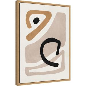 image:imageKate and Laurel Neutral Abstract 1 Minimal Modern Art Framed Canvas Wall Art by July Art Prints 18 x 24 Sylvie Black Modern Abstract Art for Wall Decor Living Room BedroomNatural