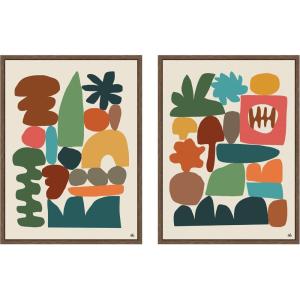 image:imageKate and Laurel Night Chords 2 Piece Framed Canvas Wall Art Set by Kelly Knaga Sylvie Walnut Modern Contemporary Abstract Art for Wall Decor