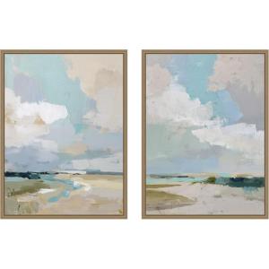 image:imageKate and Laurel Oceanside I amp II 2 Piece Framed Canvas Wall Art Set by Amy Lighthall Sylvie Dark Gold Modern Contemporary Abstract Art for Wall Decor