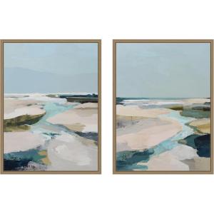 image:imageKate and Laurel Oceanside III 2 Piece Framed Canvas Wall Art Set by Amy Lighthall Sylvie Dark Gold Modern Contemporary Abstract Art for Wall Decor