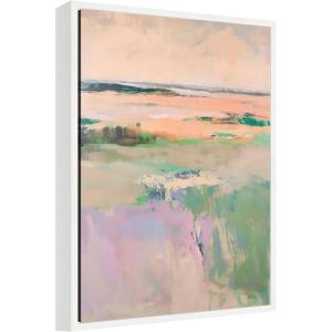 image:imageKate and Laurel Pastel Horizon II Framed Canvas Wall Art by Amy Lighthall 18 x 24 Sylvie Natural Modern Abstract Art for Wall Decor Living Room BedroomWhite