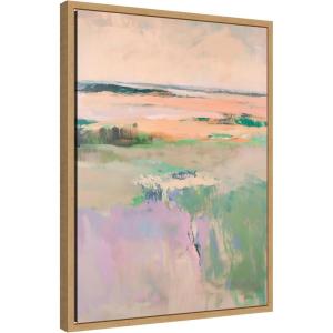 image:imageKate and Laurel Pastel Horizon II Framed Canvas Wall Art by Amy Lighthall 18 x 24 Sylvie Natural Modern Abstract Art for Wall Decor Living Room BedroomNatural