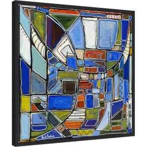 image:imageKate and Laurel Retro Current Framed Canvas Wall Art by Leah Nadeau 22 x 22 Sylvie Black Modern Abstract Art for Wall Decor Living Room Bedroom