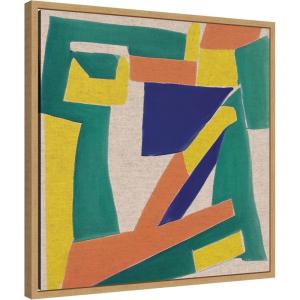 image:imageKate and Laurel Retro Refresh Painterly Shapes Neutral Linen Framed Canvas Wall Art by The Creative Bunch Studio 22 x 22 Sylvie Natural Modern Abstract Art for Wall Decor Living Room Bedroom