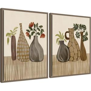 image:imageKate and Laurel Rustic Stilllife 2 Piece Framed Canvas Wall Art Set by Nikita Jariwala Sylvie Dark Gold Rustic Farmhouse Abstract Art for Wall Decor