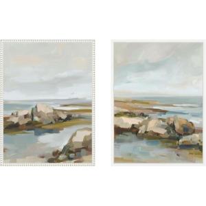 image:imageKate and Laurel Seaside I amp II 2 Piece Framed Canvas Wall Art Set by Amy Lighthall Sylvie White Modern Contemporary Landscape Art for Wall Decor