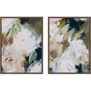 image:imageKate and Laurel Sepia Florals I 2 Piece Framed Canvas Wall Art Set by Amy Lighthall Sylvie Walnut Modern Contemporary Abstract Art for Wall Decor