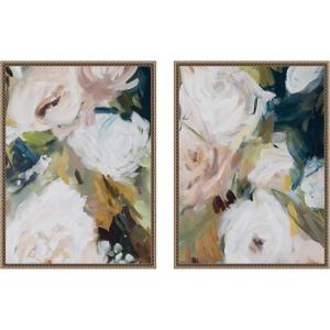 image:imageKate and Laurel Sepia Florals III 2 Piece Framed Canvas Wall Art Set by Amy Lighthall Sylvie Beaded Dark Gold Modern Contemporary Flower Art for Wall Decor