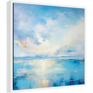 image:imageKate and Laurel Serence Coastal Waters Tranquil Landscape Framed Canvas Wall Art by The Creative Bunch Studio 22 x 22 Sylvie White Coastal Abstract Beach Landscapes Art for Wall Decor Living Room
