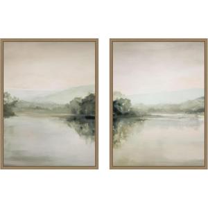 image:imageKate and Laurel Serenity 2 Piece Framed Canvas Wall Art Set by Amy Lighthall Sylvie Dark Gold Modern Contemporary Landscape Art for Wall Decor
