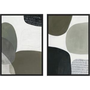 image:imageKate and Laurel Shape Study No 1 amp No 2 2 Piece Framed Canvas Wall Art Set by Amy Lighthall Sylvie Black Modern Contemporary Abstract Art for Wall Decor