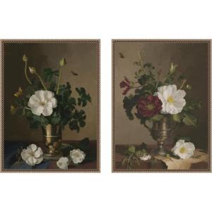 image:imageKate and Laurel Simple Arrangement amp Arranged Marriage 2 Piece Framed Canvas Wall Art Set by Mary Sparrow Sylvie Beaded Dark Gold Traditional Still Life Art for Wall Decor