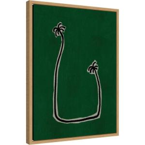image:imageKate and Laurel Soul Bound Green Framed Canvas Wall Art by Shatha Al Dafai 18 x 24 Sylvie Natural Modern Abstract Tropical Art for Wall Decor Living Room Bedroom