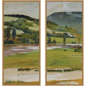 image:imageKate and Laurel Spring landscape from Rozdol Jacek Malczewski 2 Piece Framed Canvas Wall Art Set by Nostalgia Prints Sylvie Natural Traditional Landscape Art for Wall Decor