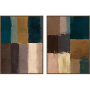 image:imageKate and Laurel Stacked 2 Piece Framed Canvas Wall Art Set by Amy Lighthall Sylvie Walnut Modern Contemporary Abstract Art for Wall Decor