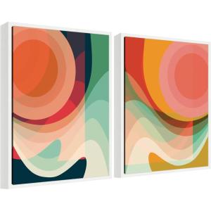 image:imageKate and Laurel Summer Sun 1 and 2 Set of 2 18x24 Framed Canvas Wall Art Set by Alicia Bock Sylvie White Modern Abstract Art for Wall Decor Living Room Bedroom