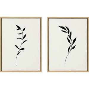 image:imageKate and Laurel Sylvie 1 Minimalist Botanical Sketch No 2 BW Framed Canvas Set by The Creative Bunch Studio 2 Piece 18x24 Natural 2Natural