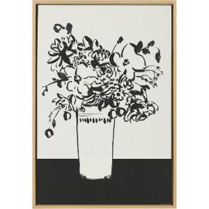 image:imageKate and Laurel Sylvie 1043 Black and White Vase Framed Canvas Wall Art by Teju Reval of SnazzyHues 23x33 Natural Decorative Chic Still Life Art Print for WallNatural