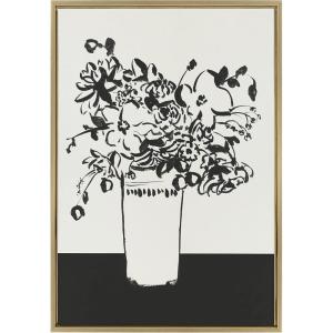 image:imageKate and Laurel Sylvie 1043 Black and White Vase Framed Canvas Wall Art by Teju Reval of SnazzyHues 23x33 Natural Decorative Chic Still Life Art Print for WallGold
