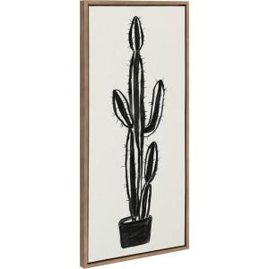image:imageKate and Laurel Sylvie 664 Cactus In Pot BW Framed Canvas Wall Art by Teju Reval of SnazzyHues 18x40 Natural Modern Botanical Cactus Wall Decor ArtworkGold