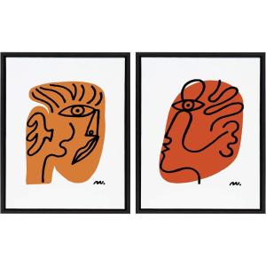 image:imageKate and Laurel Sylvie Abstract Faces Framed Canvas Wall Art by Marcello Velho Set of 2 18x24 Black Abstract Wall Decor