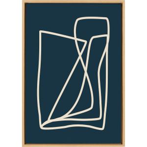 image:imageKate and Laurel Sylvie Abstract Lines in Blue Framed Canvas Wall Art by Apricot and Birch 23x33 Natural Decorative Abstract Art Print for Wall
