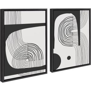 image:imageKate and Laurel Sylvie Abstract Minimal C and D Framed Canvas Wall Art Set by The Creative Bunch Studio 2 Piece Set 18x24 Black MultiPiece Modern Abstract Wall DcorBlack