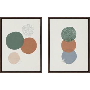 image:imageKate and Laurel Sylvie Abstract Soft Circles Part 1 and 2 Framed Canvas Wall Art Set by Lauradidthis Set of 2 18x24 Brown Colorful Modern Art for Wall