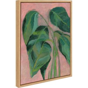 image:imageKate and Laurel Sylvie Alocasia Framed Canvas Wall Art by Nikita Jariwala 18x24 Natural Soft Floral Greenery Leaf Art for WallNatural