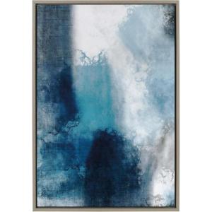 image:imageKate and Laurel Sylvie Aqua Abstract 1 Framed Canvas Wall Art by Amy Lighthall 23x33 Gray Decorative Blue Art Print for WallGray