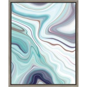 image:imageKate and Laurel Sylvie Aqua Marine and Purple Marble Abstract Framed Canvas Wall Art by Amy Peterson 18x24 Gray