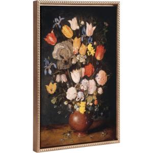 image:imageKate and Laurel Sylvie Beaded Bouquet of Flowers in an Earthenware Vase Vintage Framed Canvas Wall Art by Jan Brueghel The Elder 18x24 Gold Painted Floral Bouquet Art for Wall