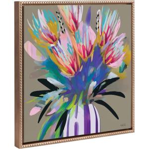 image:imageKate and Laurel Sylvie Beaded Bright Flowers Vintage Framed Canvas Wall Art by Inkheart Designs 22x22 Gold Colorful Painted Floral Wall DecorGold