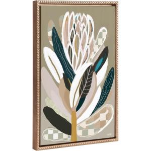 image:imageKate and Laurel Sylvie Beaded Sage Protea Vintage Framed Canvas Wall Art by Inkheart Designs 18x24 Gold Modern Neutral Flower Wall DcorGold