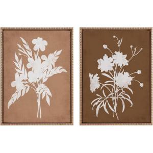 image:imageKate and Laurel Sylvie Beaded Spring Floral Silhouette 2 Clay White and Spring Floral Silhouette 11 Bark White Framed Canvas Wall Art Set by Heather Dutton 2 Piece Set 18x24 Gold Botanical Wall ArtGold