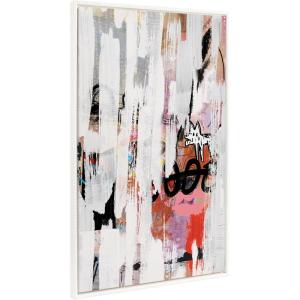 image:imageKate and Laurel Sylvie Beaded Street Art Vintage Framed Canvas Wall Art by Nikki Chu 28x38 White Oversized Modern Abstract Wall Dcor
