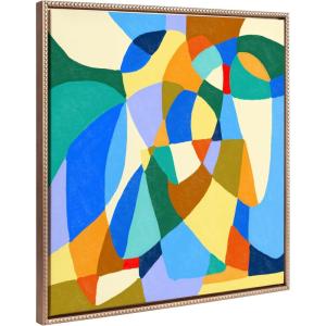 image:imageKate and Laurel Sylvie Beaded TR Begonia Po Vintage Framed Canvas Wall Art by Teresa Rego 30x30 Gold Colorful Modern Abstract Art for Wall