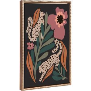 image:imageKate and Laurel Sylvie Beaded Wild Garden Vintage Framed Canvas Wall Art by Oris Eddu 18x24 Gold Modern Colorful Plant and Animal ArtGold