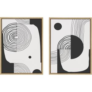 image:imageKate and Laurel Sylvie Black and White Abstract Minimal A and B Framed Canvas Wall Art Set by The Creative Bunch Studio 2 Piece Set 18x24 Natural Contemporary Abstract Art Wall DcorNatural