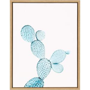 image:imageKate and Laurel Sylvie Blue Cactus Framed Canvas Wall Art by Simon Te Tai 18x24 Natural