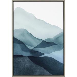 image:imageKate and Laurel Sylvie Blue Mountain Range Framed Canvas Wall Art by Amy Lighthall 23x33 Gray Decorative Scenic Nature Art for Wall