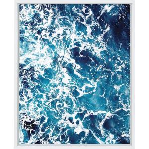 image:imageKate and Laurel Sylvie Blue Ocean Waves Color Photograph Framed Canvas Wall Art 18x24 White
