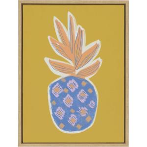 image:imageKate and Laurel Sylvie Blue Pineapple Framed Canvas Wall Art by Kasey Free 18x24 Natural Fruity Summertime Art for Wall