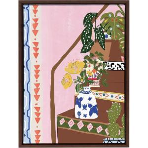 image:imageKate and Laurel Sylvie Bohemian Stairs Framed Canvas Wall Art by Alja Horvat 23x33 Natural Boho Art for Wall DecorBrown
