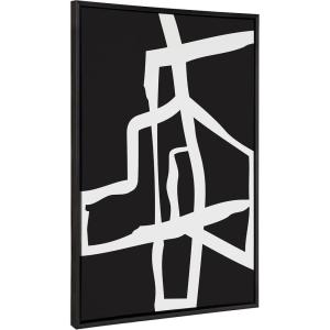image:imageKate and Laurel Sylvie Bold Sophisticated Abstract White Stroke Framed Canvas Wall Art by The Creative Bunch Studio 28x38 Black Contemporary Brushtrokes Modern Art for WallBlack