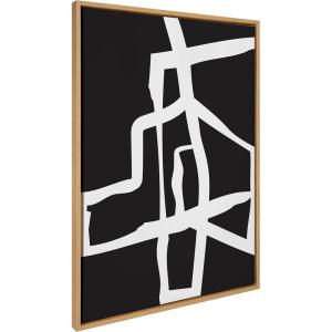image:imageKate and Laurel Sylvie Bold Sophisticated Abstract White Stroke Framed Canvas Wall Art by The Creative Bunch Studio 28x38 Black Contemporary Brushtrokes Modern Art for WallNatural