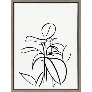 image:imageKate and Laurel Sylvie Botanical Sketch Print No 1 Framed Canvas Wall Art by The Creative Bunch Studio 18x24 Gray Decorative Botanical Abstract Art Print for Wall